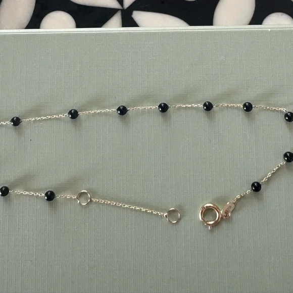 Dainty 14k solid gold and enamel station bracelet - Picture 1 of 4